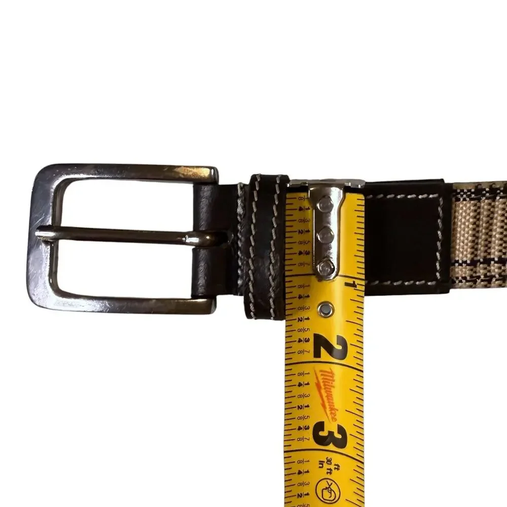 Baker Equine Couture Unisex Classic Plaid Belt Cream Black Brown Sz S (32-33)